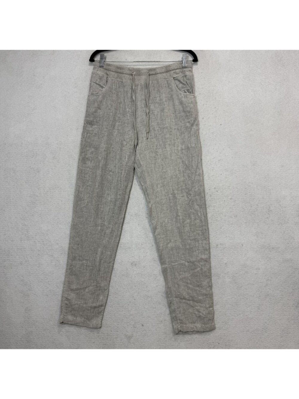 I love linen Pants Womens Large grey Linen Jogger Elastic Waist Made In Italy